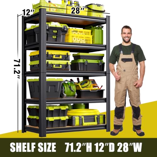 4 Pack Garage Shelving 71.2" H x 28" W x 12" D, Adjustable Storage Shelves - view 3