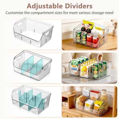 3 Pack Adjustable Dividers Storage Bins, Clear Pantry Organizers Boxes Set - view 2
