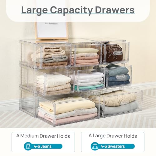 8 Pack Large & Medium Stackable Storage Drawers Set - view 4