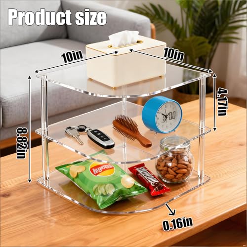Plate Organizer for Cabinet Space Saver, Clear Acrylic 3-Tier Corner Shelf for Kitchen Storage, Holds Dishes and Bowls, Compact Bathroom Shelf for Organized Spaces - view 2