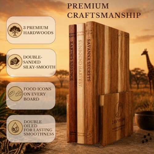 Book Cutting Board Set - 3 Hardwood Chopping Boards - view 5
