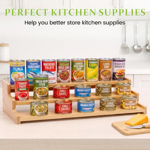 3-Tier Bamboo Can Rack Organizer for Pantry - view 2