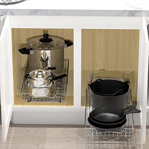 Under Cabinet Pull Out Sliding Shelf, 21" Dx11 W, Chrome - view 4