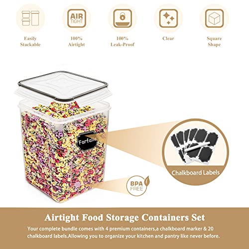 Flour Storage Containers 5.2L, 4 PCS Food Storage Containers, Black - view 5