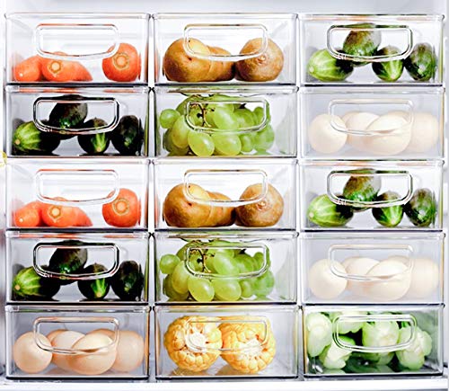 6 Pack Plastic Storage Bins for Pantry, Refrigerator, Countertop, Cabinet Organization, Stackable Food Storage Organizer with Handles, BPA Free, 10 x 6 x 3 Inch - view 6