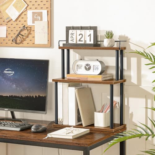 Kitchen Countertop Organizer, Moveable Corner Shelf, Desktop Storage Organizer for Countertop, Office Desk, Living Room, Rustic Brown and Black BF02TL01 - view 3