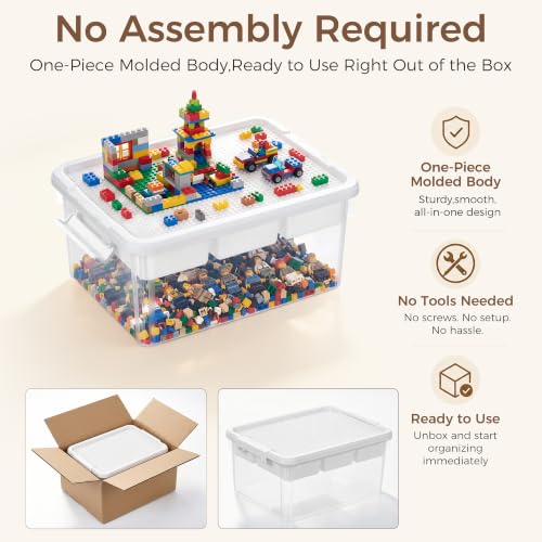 17 QT Plastic Storage Box Building Baseplate Lid Removable Tray - view 5