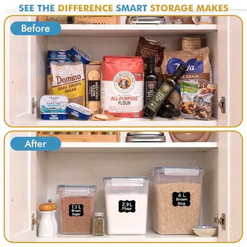 Flour Sugar Storage Containers Set of 3 (6L, 2.9L, 1.1L) Large Airtight Food Storage Containers with Lids, BPA-Free Plastic Container for Kitchen & Pantry Organizers, Cereal, Rice & Pasta - view 6