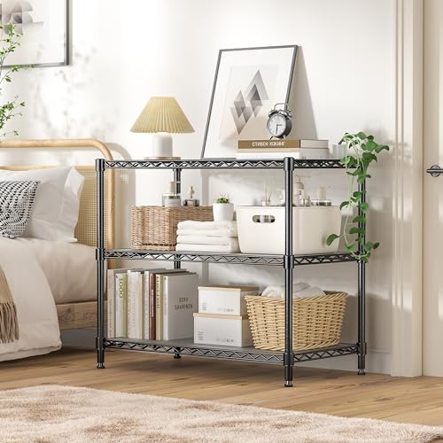 3-Tier Storage Shelves 450LBS Metal Shelving Unit, Adjustable Wire Rack Small Shelf Organizer with Shelf Liners for Kitchen Pantry Office Closet Garage 24" W x 14" D x 30.5" H Black - view 2