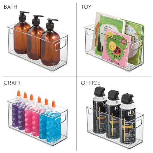 Stackable Plastic Handle Bin Storage Organizers, 18 Pack, Clear - view 7