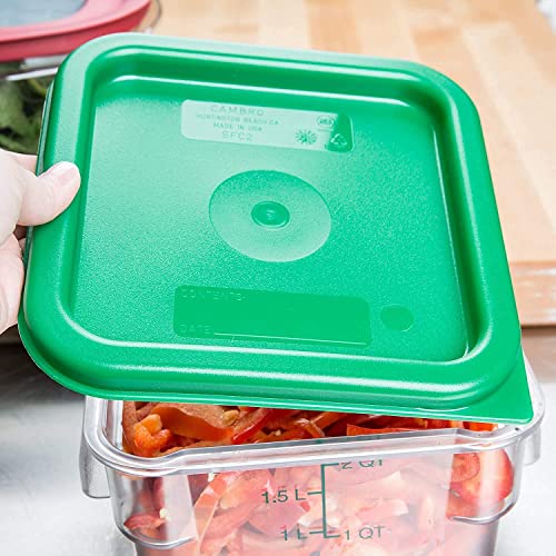 Cambro Polycarbonate Square 2 Quart Food Storage Container, 2 Pack Clear, with 2 Kelly Green Lids, Bundle with a Measuring Spoon Set - view 4