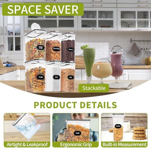 8PCS Large Cereal Containers Storage [4L/135.2 oz], Food Storage Containers - view 3