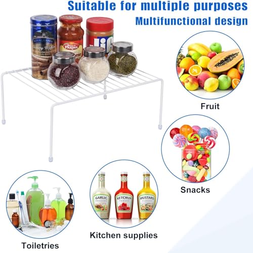Medium (13.1 x 10.2 Inch) Cabinet Storage Shelf Rack, 6 Shelves, Kitchen Counter and Cabinet Shelf, Storage Rack Organizer for Kitchen, Fridge, Cabinet, Bathroom Cupboard & Pantry, White - view 4