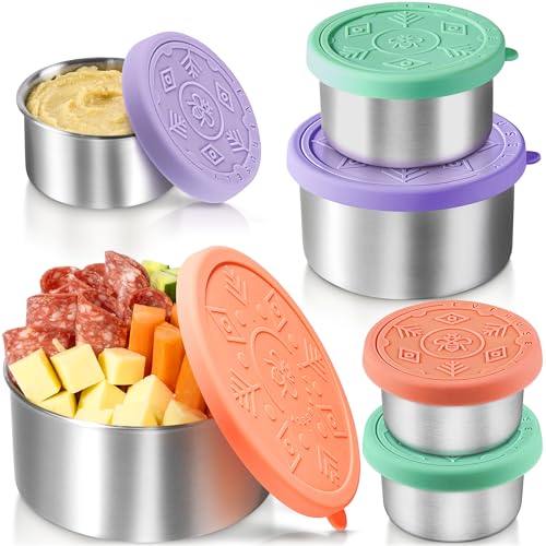 3 Stainless Steel Food Containers & 3 Condiment Cups - Reusable Meal Kit
