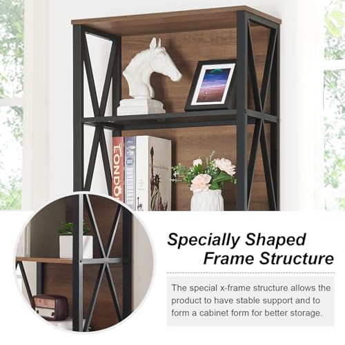 Tall Bookshelf, 7-Tier Book Shelf, Rustic Wood Metal Bookshelves and Bookcases, Freestanding and Industrial Open Bookcase for Home Office, Living Room and Bedroom, Vintage Brown - view 5