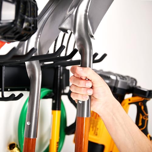 Tool Storage Rack, 8 Piece Garage Organizer, Metal, Wall mounted, Holder for Broom, Mop, Rake Shovel & Tools, By Right-Hand Storage Solution - view 5