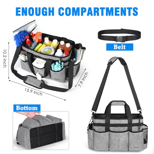 Wearable Cleaning Caddy Bag, Cleaning Caddy Supplies Organizer with Handles for Cleaners & Housekeeper, Under Sink & Car Cleaning Tool Organizers Bag with Adjustable Shoulder Strap&Waist Belt - view 2