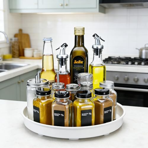 Lazy Susan Turntable Organizer, Spice Rack Tray, White 10" 3 Pack - view 3