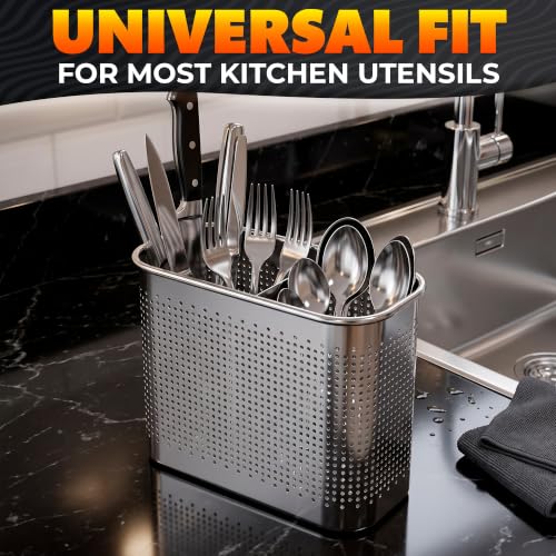 Large 2-Compartment Chopstick Holder for Dishwasher, Stainless Steel Basket - view 5