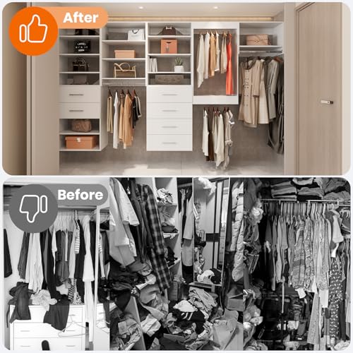 19.5" Tall Hanging Closet Unit, Modular Closet System with Hanging Rod, Wardrobe Organizer for Bedroom or Walk-in Closet, Wall Mounted, Customizable Clothes Storage Unit, White - view 6