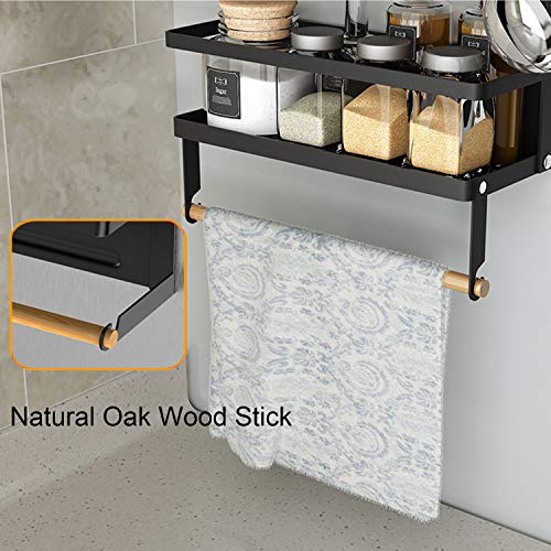 Magnetic Spice Rack,4 Tier Kitchen Magnetic Shelf for Refrigerator Fridge Organizer with 2 Paper Towel Holders and 5 Removable Hooks,Matte Black - view 6
