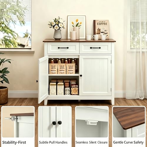 32" Buffet Cabinet, Kitchen Island with Storage - Retro - view 5