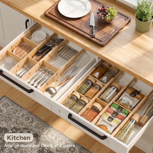 Bamboo Drawer Dividers, Expandable Kitchen Drawer Organizer - view 4