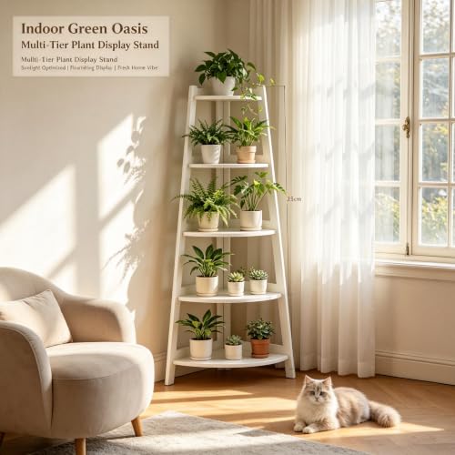 5-Tier Corner Ladder Shelf Storage Rack, Space-Saving Vertical - view 6