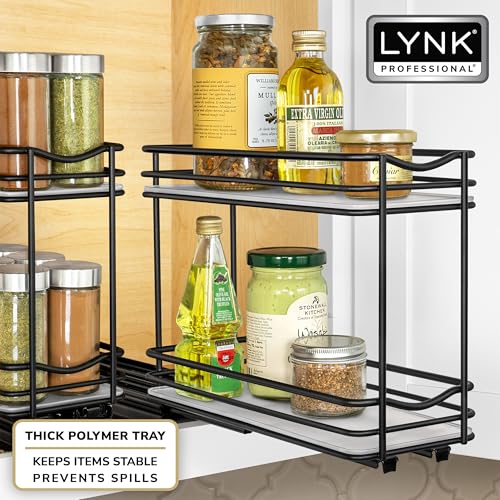 Pull Out Spice Organization for Cabinets - 4-3/8 inch Wide – Spice Rack for Inside Cabinets, Slide Out Spice Rack Organizer for cabinet – Pull Out Spice Rack, Sliding 2 Tier Black - view 3