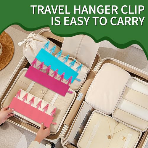 Travel Hangers for Cruise & Hotel – Foldable and Magnetic Clothes Line with Sock Drying Rack – Perfect for Traveling and Compact Storage，Hanger with 6 Clips Pack of 3（Red, Blue, Rose red） - view 2