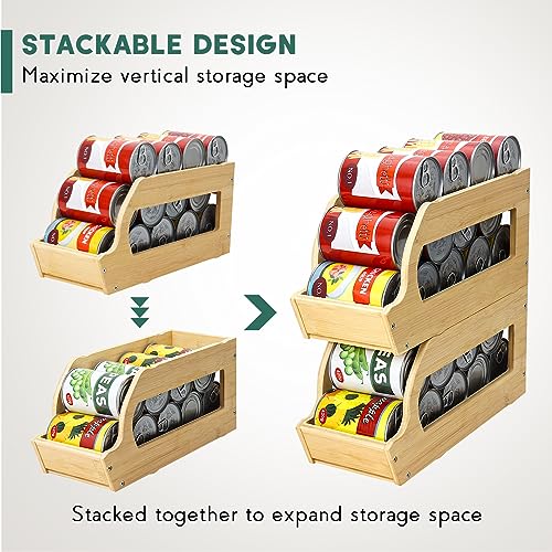 Bamboo Can Organizers and Storage for Pantry(2 Pack), Stackable - view 4