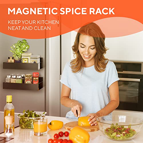 2 Pack Magnetic Shelves for Washing Machine, Laundry Organizer and Storage, Magnetic Spice Rack for Refrigerator, Holds 12 pounds each, Black Steel - view 3