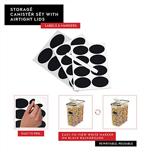 Cereal Containers Storage 4L Set of 4 Airtight Food Storage Containers with Lids Cereal Dispenser Countertop Pantry Organization Canister for Rice Flour & Sugar 1 Marker 8 Labels - view 6