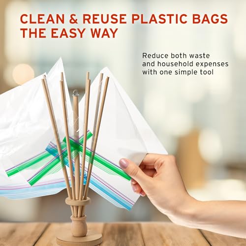 Plastic Bag and Bottle Dryer - Patented; Multi-Purpose Drying Rack Saves Money and the Planet. Folds for Easy Storage - view 3