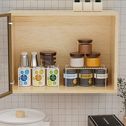 6 Pack(10.6 x 5.1 Inch) Cabinet Storage Shelf Rack, Rustproof Kitchen Counter and Cabinet Shelf, Small Storage Rack Organizer for Kitchen, Fridge, Bathroom, White - view 5