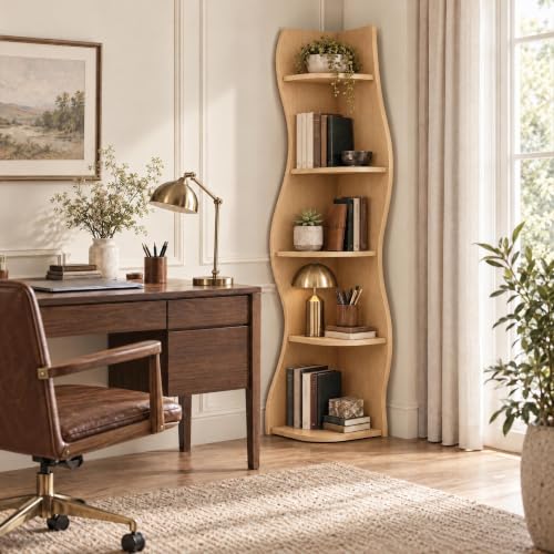 5-Tier S-Shaped Corner Shelf, Freestanding Curved Display Rack - view 3
