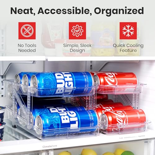 Expandable Soda Can Dispenser For Fridge - 2-Pack - Clear Transparent Soda Can Organizer For Refrigerator, Kitchen, and Pantry Storage Organizer for Cans, Beverage Bottle, Canned Food & Bottles - view 6