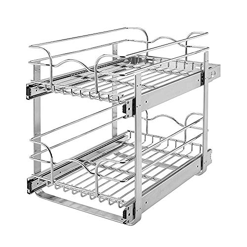 5WB2-1522-CR - 15 in. W x 22 in. D Base Cabinet Pull-Out Chrome 2-Tier Wire Basket