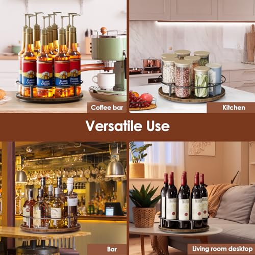 9 Bottles Rotating Coffee Syrup Rack, Brown+Black - view 6