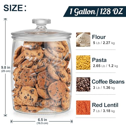 1 Gallon Glass Cookie Jar, Airtight Lid & Wide Mouth Mason Jar - view 6