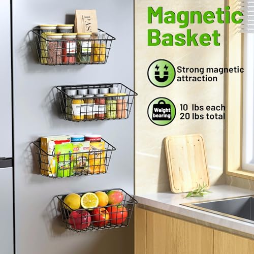 Magnetic Shelf for Fridge, 2 Pack Seasoning Organizer with Strong Magnets for Kitchen Storage Organization, Moveable Magnetic Spice Rack for Refrigerator, Whiteboard, Kitchen Counter, Cabinet - view 2