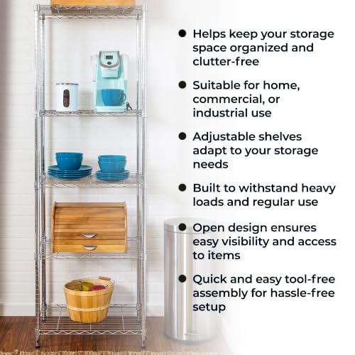 5-Tier Deep Shelf, 250 lb/Shelf, NSF, Chrome, 24x18x72 in - view 6
