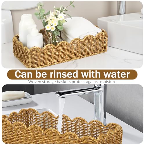 Toilet Paper Storage Organizer Basket, Scalloped Decorative Baskets for Over Toilet Shelves,Water Resistant & Easy Clean Handmade for Tank Top & Counter - view 4