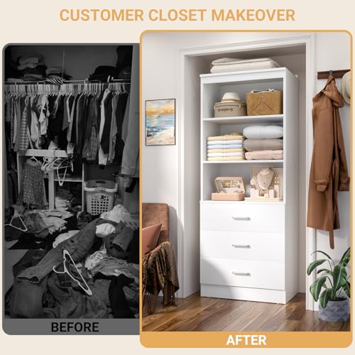 23.6" Closet Drawers System, Closet System with 3 Drawers, White - view 7