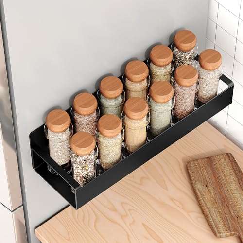 4 Pack Moveable Fridge Magnetic Spice Racks,Metal Black - view 3