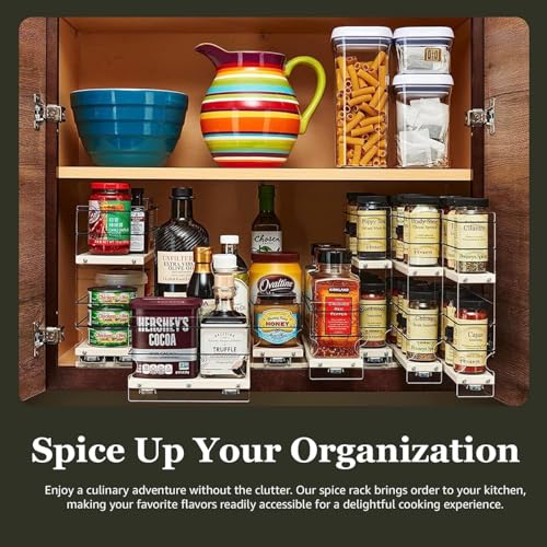 Combo Spice Rack Drawer - Pull Out Pantry Organizers and Storage - Kitchen Cabinet Organizer - Seasoning Sliding Caddy - Made in USA (5.75" W x 10.75" H x 10.60" D, Partially Assembled) - view 7