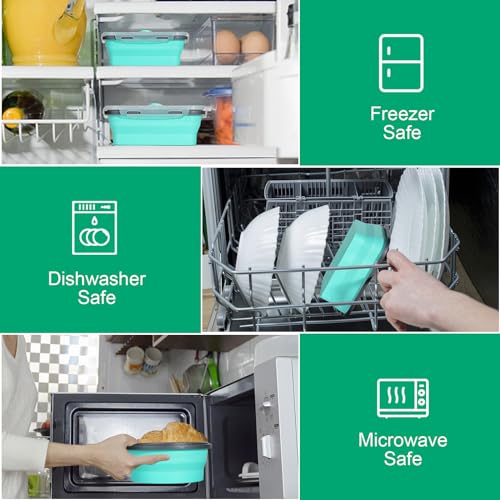 8 Pack Collapsible Food Storage Containers With Lids, Collapsible Storage Containers Sets Silicone Collapsible Bowls For Camping, RV Accessories, Travel Trailer Must - view 7