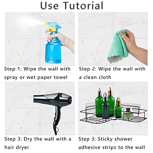 2 Pack Shower Caddy Adhesive for Replacement, Strong Transparent Adhesive for Shower Caddy Sticky Pads, No Drilling for Corner Shelf Basket, Bathroom Storage Shelves, Kitchen Racks and Soap Holder - view 3
