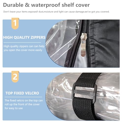 Waterproof Shelf Cover,Outdoor 600D Heavy Duty Dustproof Storage Shelves Cover,48''x18''x72'' Shelf Covers for Wire Shelving with Zippers,Storage Rack Covers with Clear Front - view 5