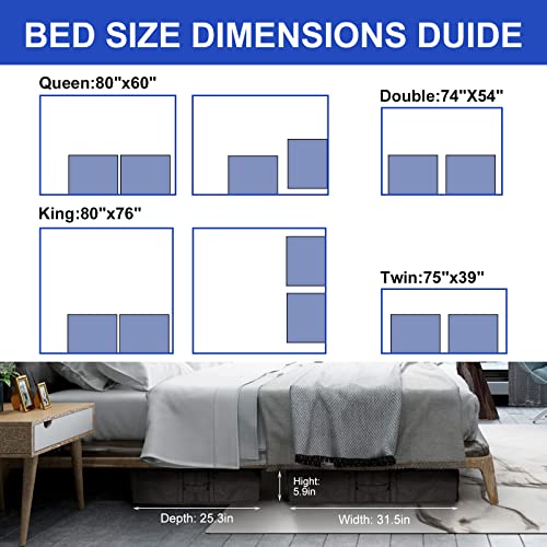 Under Bed Shoe Storage Organizer - Underbed Closet Solution With 2 Metal Zippers, 3 Handles, Clear Cover - Fits 24 Pairs of Men's and Women's Shoes - Set of 2, Yellow - view 6